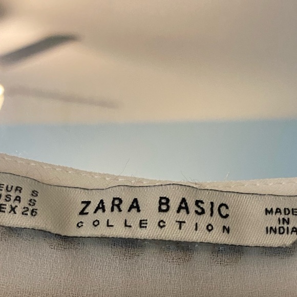 Zara Semi Sheer White with Emerald and Gold Beaded Chiffon Blouse - Picture 5 of 9